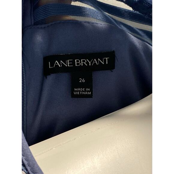 Size 26 Lane Bryant Slate Blue Lace Sleeveless Dress Plus Curvy Party Dress - Picture 8 of 8